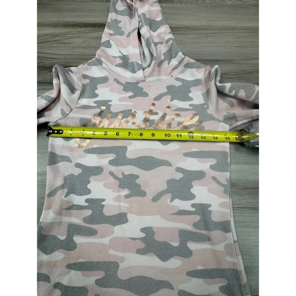 Justice‎ Kids Girls Size 8 Pink Gray Camo Long Sleeve Hoodie Top